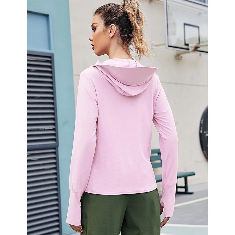 Γυναικείο ποδηλατικό μπουφάν SPF 50+ Αντιηλιακή προστασία Μακρυμάνικο Πεζοπορία για τρέξιμο σε εξωτερικό χώρο πουκάμισο με φερμουάρ και τσέπες