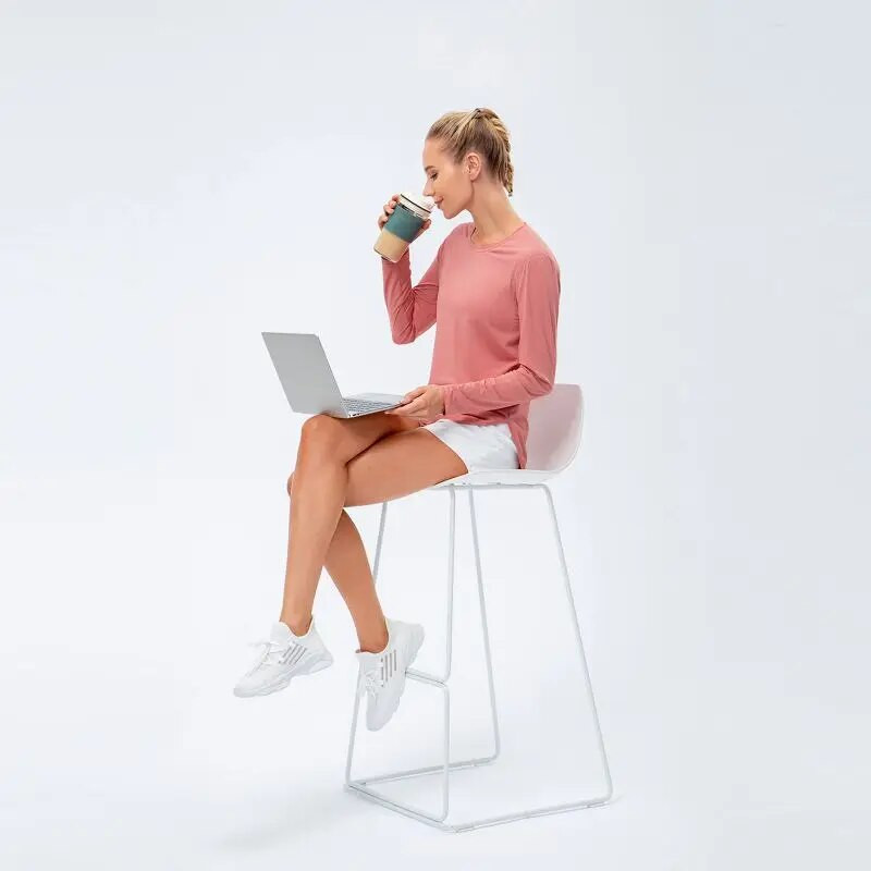 Pavasara rudens sieviešu jogas topi Dakša ar garām piedurknēm sauļošanās sporta apģērbi pret UV skriešanu fitnesa T-krekls