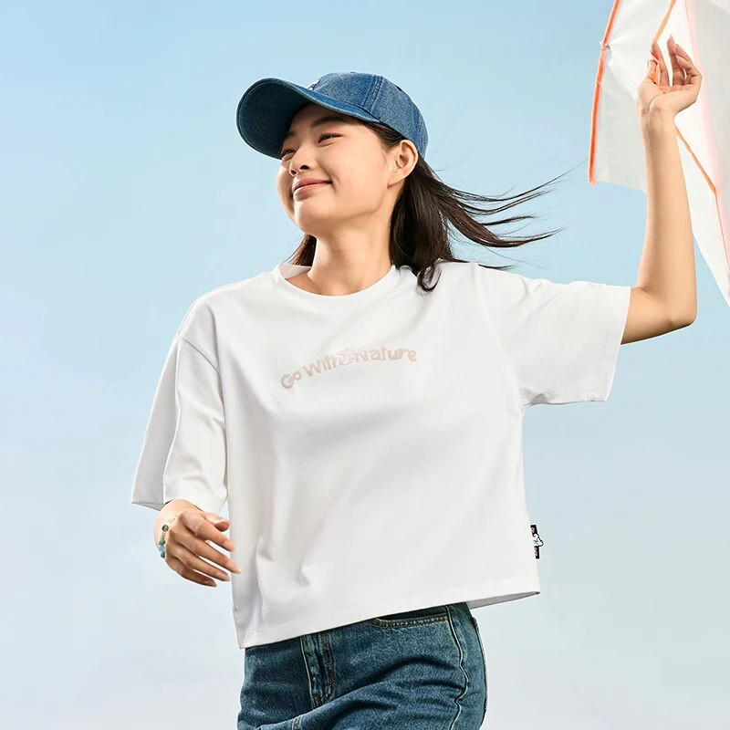 Xtep trikotāžas krekls ar īsām piedurknēm sievietēm 2024. gada pavasarī elpojošs ērts sieviešu T-krekls Modes āra topi 876128010037