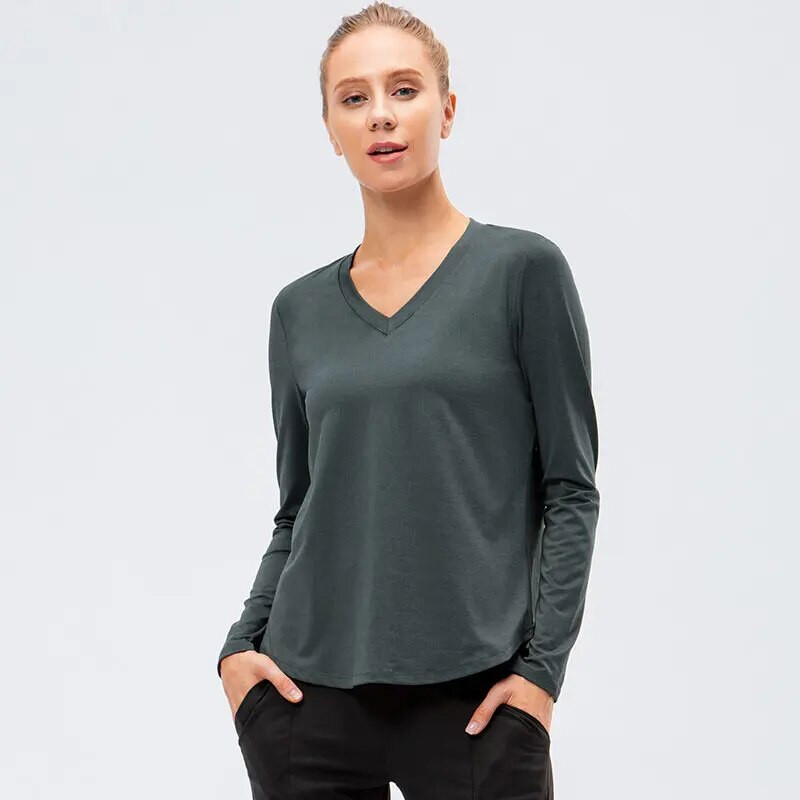 Sieviešu Quick Dry sporta T-krekls ar garām piedurknēm elastīgs, brīvs, elpojošs treniņu fitnesa topi, skriešanas pārgājienu sporta zāles jogas krekls MM407