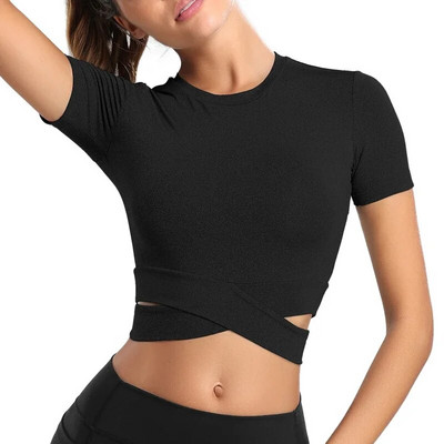 Sieviešu jogas krekli ar garām piedurknēm Skriešanas T-krekls Treniņam Fitness Trenažieru zāle Sporta Tops Treniņš Crop Top Solidcolor лонгслив женский