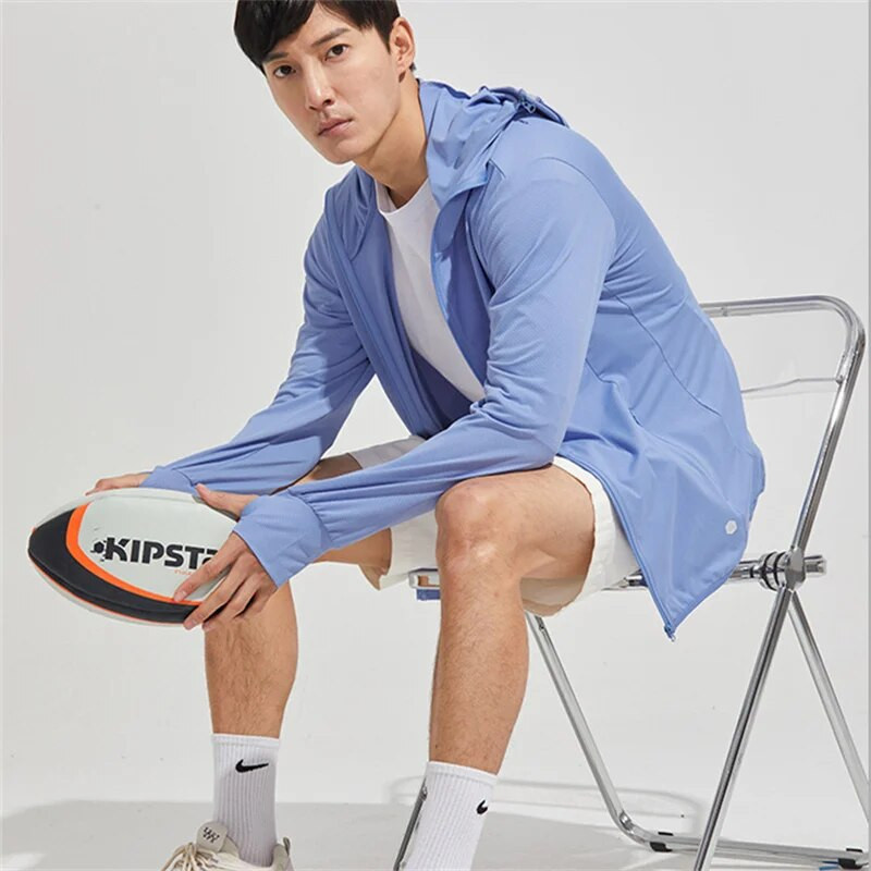 Vasaras UPF 50+ UV aizsardzība Ādas mēteļi Vīriešu īpaši viegls sporta apģērbs ar kapuci Virsdrēbes sievietēm vējjakas ikdienas jakas