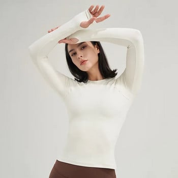 SOISOU Nylon Gym Top πουκάμισο Yoga Fitness Αθλητικά Γυναικεία Ρούχα Ελαστική αναπνέουσα Pilates μακρυμάνικο μπλουζάκια 5 χρώματα 4 μέγεθος