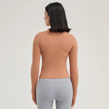 SOISOU Nylon Gym Top πουκάμισο Yoga Fitness Αθλητικά Γυναικεία Ρούχα Ελαστική αναπνέουσα Pilates μακρυμάνικο μπλουζάκια 5 χρώματα 4 μέγεθος