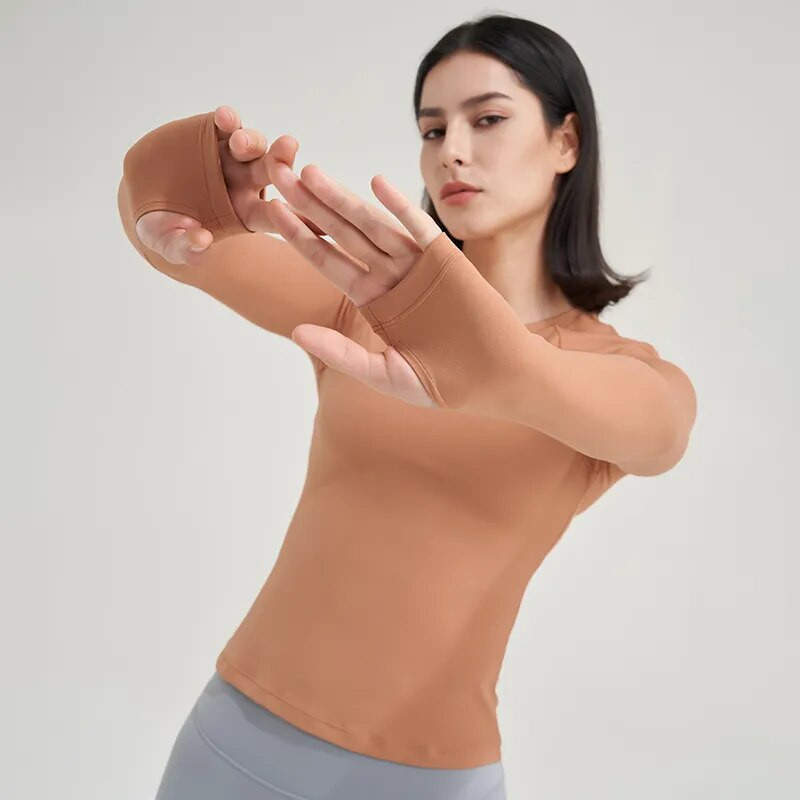 SOISOU Nylon Gym Top Jogas Krekls Fitness Sports Sieviešu apģērbi Elastīgi Elpojoši Pilates Topi ar garām piedurknēm 5 krāsas 4 izmērs