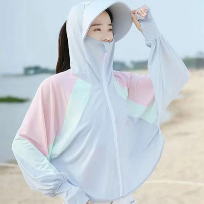 2023 Γυναικείο αντηλιακό Καπέλο Ice Silk Ρούχα Καλοκαιρινό Μεγάλο Παλτό Προστασία Καπέλου Πουκάμισο Ρούχα Κοντό UV με μέγεθος ήλιου Outdoo M4R4