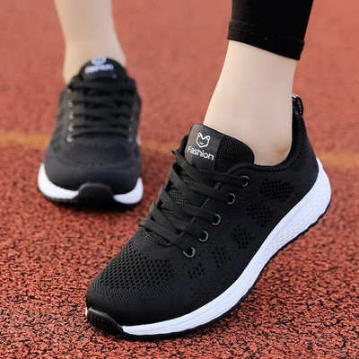 Дишащи дамски обувки за бягане Леки противоплъзгащи дамски спортни обувки Външни меки дамски маратонки Модни тенис с връзки