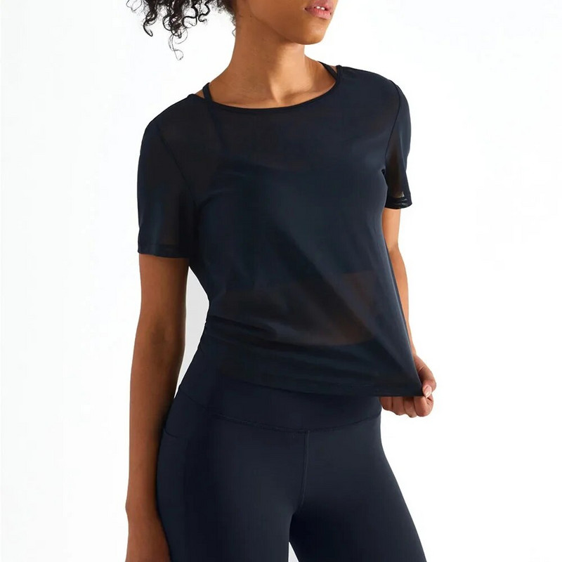 Sporta krekli bez aizmugures Sieviešu īsām piedurknēm Seksīgi ikdienišķa treniņu tops āra skriešanai T-krekls Vingrinājumi Sieviešu jogas blūze