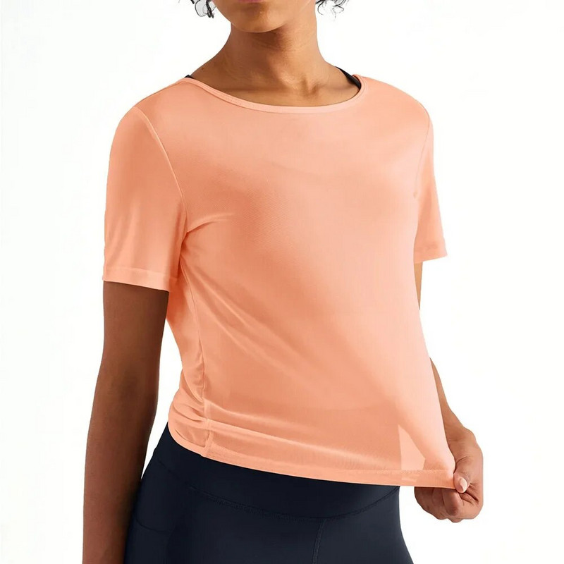 Sporta krekli bez aizmugures Sieviešu īsām piedurknēm Seksīgi ikdienišķa treniņu tops āra skriešanai T-krekls Vingrinājumi Sieviešu jogas blūze