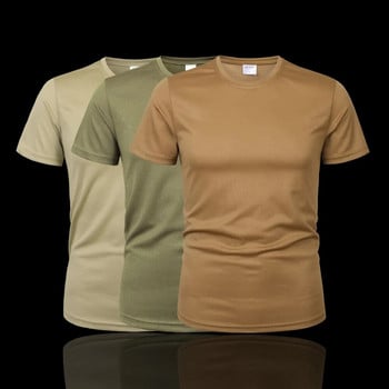 Военно облекло, тактическа мъжка тениска, плътна риза с кръгло деколте, къс ръкав, дишаща бързосъхнеща ежедневна риза