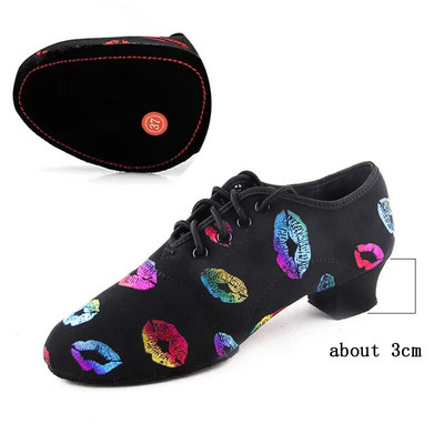 ψηλοτάκουνα παπούτσια χορού sneakers γυναικεία αίθουσα χορού latin παπούτσια χορού γυναίκα μαύρα κοντά στο δάχτυλο παπούτσια χορού για γυναίκες Lip print