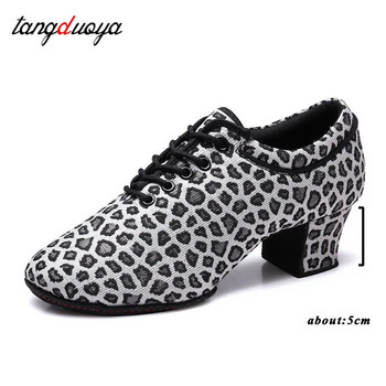 Leopard Latin Dance Παπούτσια Γυναικεία Παπούτσια Jazz Tango Salsa Γυναίκα Μοντέρνα Παπούτσια Χορού Αίθουσας Χορού Παπούτσια δασκάλας Γόβες 5cm Αθλητικά παπούτσια χορού