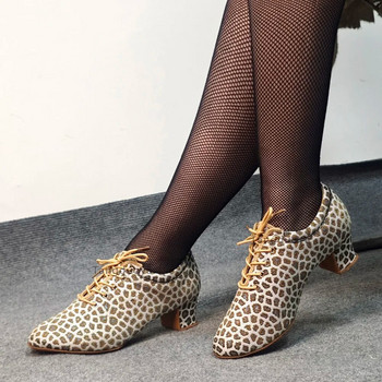 Обувки за латино танци с леопард Дамски обувки Джаз Танго Салса Дамски обувки за модерни бални танци Обувки за учители 5 см маратонки за токчета