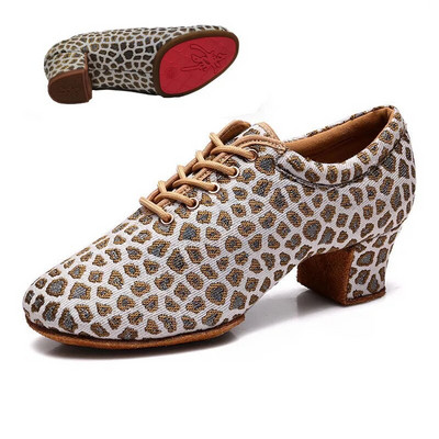 Leopard Latin Dance Παπούτσια Γυναικεία Παπούτσια Jazz Tango Salsa Γυναίκα Μοντέρνα Παπούτσια Χορού Αίθουσας Χορού Παπούτσια δασκάλας Γόβες 5cm Αθλητικά παπούτσια χορού