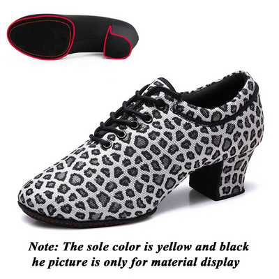 Leopard Latin Dance Παπούτσια Γυναικεία Παπούτσια Jazz Tango Salsa Γυναίκα Μοντέρνα Παπούτσια Χορού Αίθουσας Χορού Παπούτσια δασκάλας Γόβες 5cm Αθλητικά παπούτσια χορού