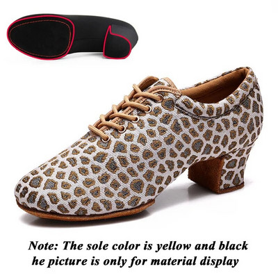 Leopard Latin Dance Παπούτσια Γυναικεία Παπούτσια Jazz Tango Salsa Γυναίκα Μοντέρνα Παπούτσια Χορού Αίθουσας Χορού Παπούτσια δασκάλας Γόβες 5cm Αθλητικά παπούτσια χορού
