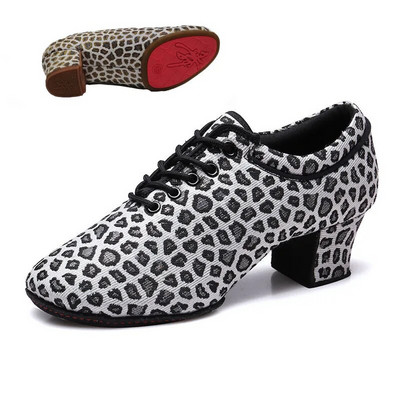 Leopard Latin Dance Παπούτσια Γυναικεία Παπούτσια Jazz Tango Salsa Γυναίκα Μοντέρνα Παπούτσια Χορού Αίθουσας Χορού Παπούτσια δασκάλας Γόβες 5cm Αθλητικά παπούτσια χορού