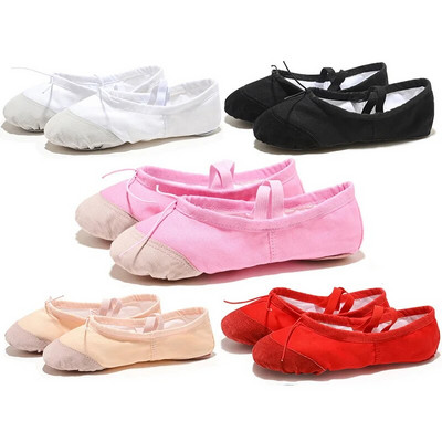 меки черни, червени, бели, розови плоски учителски детски балетни обувки за момичета, дамски балетни обувки, детски платнени обувки