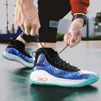 Висококачествени баскетболни обувки Мъжки маратонки Момчета Кошарки Есенни високи противоплъзгащи се спортни обувки на открито Маратонки Дамски летни