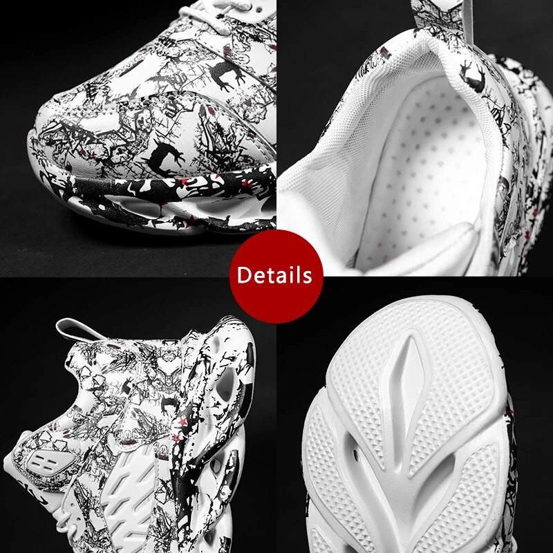 Pánske športové topánky s hrubým dnom a graffiti, protišmykové, nepremokavé, pre mužov, na chôdzu, jogging, atletické topánky