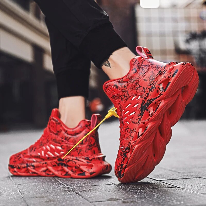 Pánske športové topánky s hrubým dnom a graffiti, protišmykové, nepremokavé, pre mužov, na chôdzu, jogging, atletické topánky