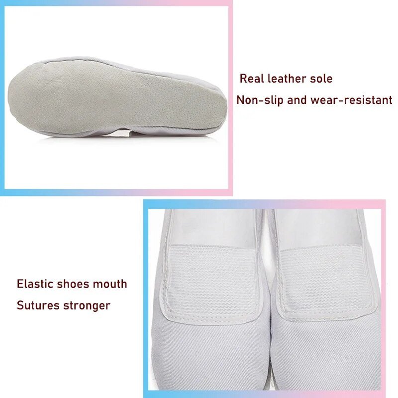 USHINE EU22-45 Täisnahast tald must valge tasapinnaline joogaõpetaja Fitness Võimlemine Balleti tantsukingad lastele Naine Mees