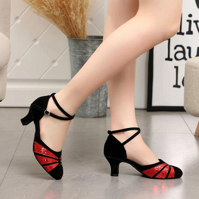 Tantsukingad naistele kontsaga 5/3 cm suletud varbaga ballisaalide tantsukingad Kummi pehme tald kõrge kontsaga tango salsa tantsukingad