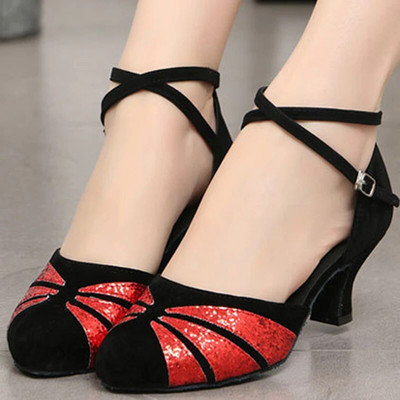 Tantsukingad naistele kontsaga 5/3 cm suletud varbaga ballisaalide tantsukingad Kummi pehme tald kõrge kontsaga tango salsa tantsukingad