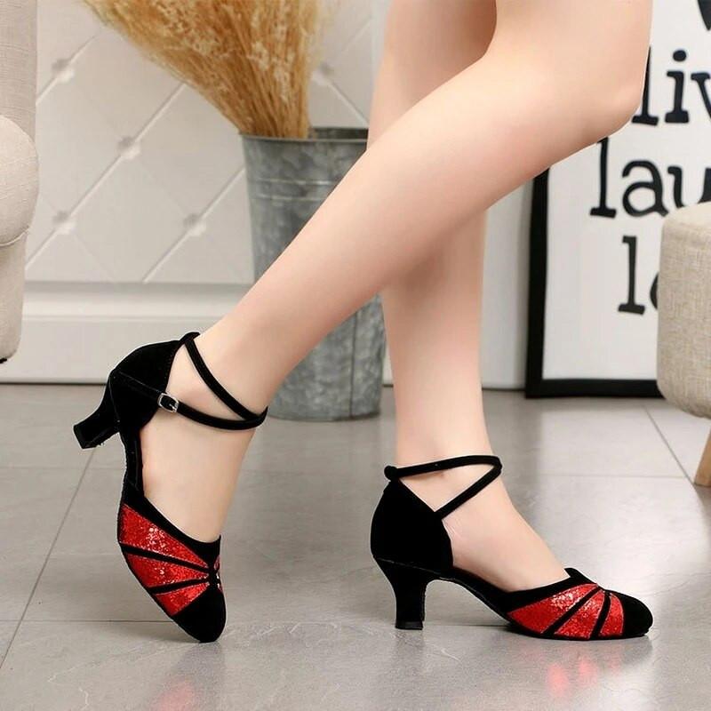 Tantsukingad naistele kontsaga 5/3 cm suletud varbaga ballisaalide tantsukingad Kummi pehme tald kõrge kontsaga tango salsa tantsukingad