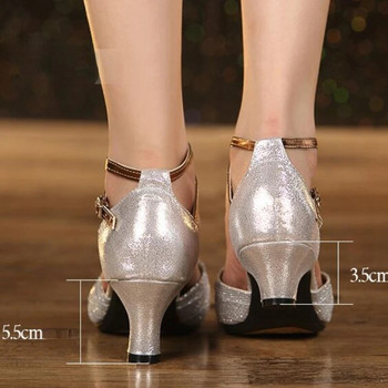 Дамски танцови обувки за момичета Дамски затворени дамски обувки Rumba Ballroom Modern Tango Dancing Practice Performance Shoes 3.5/5.5CM