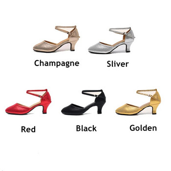 Нови дамски стандартни обувки Перлени дамски обувки за бални танци Обувки за салса със затворени пръсти Мека гумена подметка Ниски токчета за модерни танци