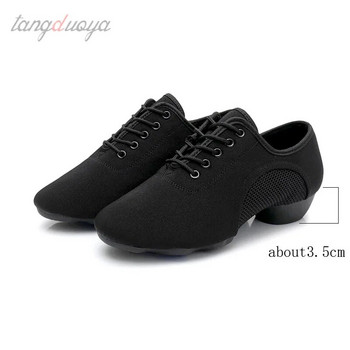 Μαύρα επαγγελματικά παπούτσια χορού Salsa Ανδρικά Γυναικεία Standard Ballroom Tango Teacher Dance Shoes Canvas Jazz Sneakers