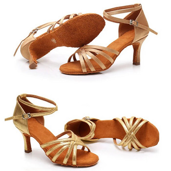 USHINE професионални обувки на ток 7 см/5 см сатен без възел Salsa Tango Ballroom Latin Dance Shoes Женски Zapatos De Baile Latino Mujer