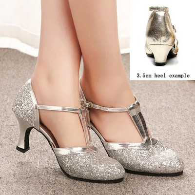 Salsa Dance Παπούτσια Γυναικεία Latin Dance Παπούτσια Glitter Ψηλοτάκουνα κλειστά δάχτυλα 5,5cm Ballroom Tango Dancing Shoes Γυναικεία σανδάλια
