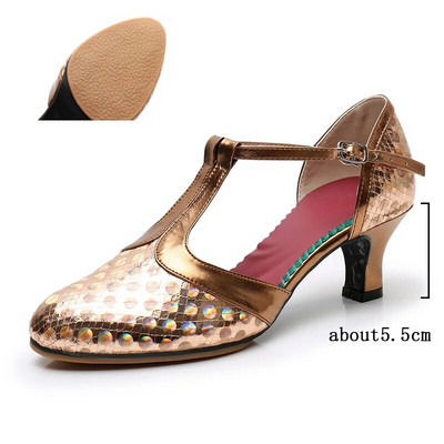 Salsa Dance Παπούτσια Γυναικεία Latin Dance Παπούτσια Glitter Ψηλοτάκουνα κλειστά δάχτυλα 5,5cm Ballroom Tango Dancing Shoes Γυναικεία σανδάλια