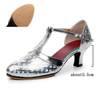 Salsa Dance Παπούτσια Γυναικεία Latin Dance Παπούτσια Glitter Ψηλοτάκουνα κλειστά δάχτυλα 5,5cm Ballroom Tango Dancing Shoes Γυναικεία σανδάλια