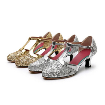 Salsa Dance Παπούτσια Γυναικεία Latin Dance Παπούτσια Glitter Ψηλοτάκουνα κλειστά δάχτυλα 5,5cm Ballroom Tango Dancing Shoes Γυναικεία σανδάλια