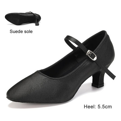 DKZSYIM női tánccipő Modern klasszikus tango jazz standard társas latin tánccipő fekete/barna/rózsaszín szatén sarkú 5,5/7 cm