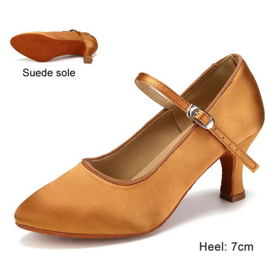 DKZSYIM női tánccipő Modern klasszikus tango jazz standard társas latin tánccipő fekete/barna/rózsaszín szatén sarkú 5,5/7 cm