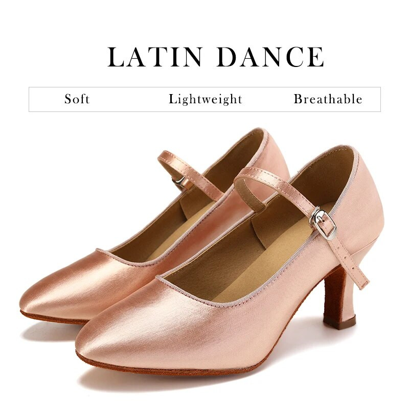 DKZSYIM női tánccipő Modern klasszikus tango jazz standard társas latin tánccipő fekete/barna/rózsaszín szatén sarkú 5,5/7 cm