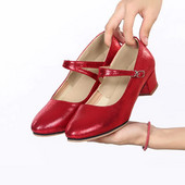 Punased peotantsukingad naistele Jazz Tango Salsa Ladina tantsujalatsid Naistele Madalad kontsad Printsessi tantsukingad Close Toe