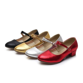 Червени обувки за бални танци за жени Джаз Танго Салса Латино танцови обувки Дамски обувки на нисък ток Принцеса Танцови обувки с близки пръсти