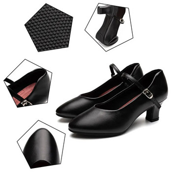 Дамски обувки за латиноамерикански танци Модерни момичета Дамски обувки за бална зала Samba Rumba Modern Tango Performance Shoes Средни токчета Гумени/велурени