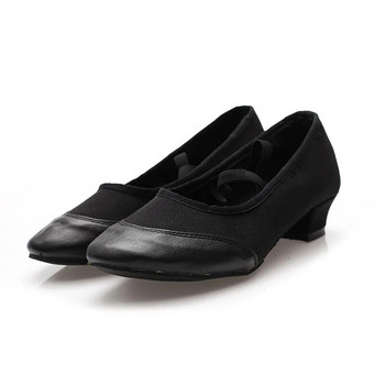Нови танцови обувки за учители, платнени кожени балетни обувки, квадратни обувки с нисък ток, черни/червени дамски обувки за момичета, преподавателска практика