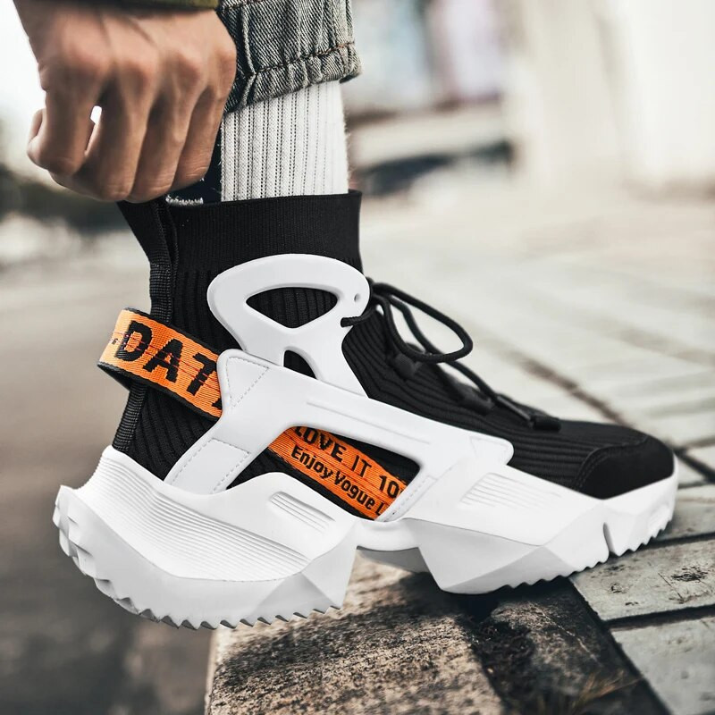 Νέα φθινοπωρινά ανδρικά ψηλά, καθημερινά αθλητικά παπούτσια Flying Weaving Παπούτσια για τρέξιμο High Street Popcorn Sock Chaussures υψηλής ποιότητας Zapatillas