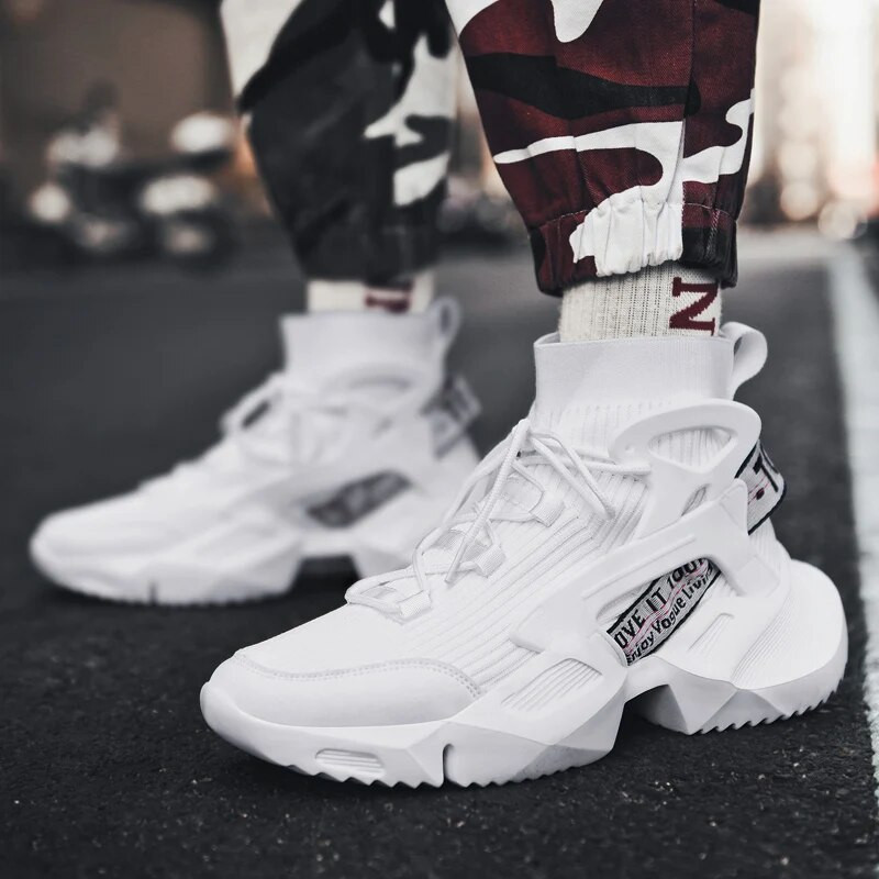 Νέα φθινοπωρινά ανδρικά ψηλά, καθημερινά αθλητικά παπούτσια Flying Weaving Παπούτσια για τρέξιμο High Street Popcorn Sock Chaussures υψηλής ποιότητας Zapatillas