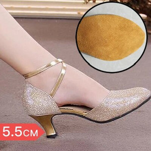 Soe soodusmüük naiste tüdrukute tantsusaali ladina tango tantsukingad kontsaga 3,5 / 5 cm Müük Hõbedane Kuld Must Pruuni värvi hulgimüük WZSP22-1