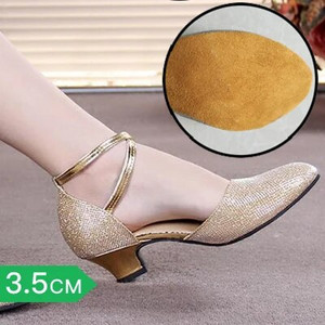 Soe soodusmüük naiste tüdrukute tantsusaali ladina tango tantsukingad kontsaga 3,5 / 5 cm Müük Hõbedane Kuld Must Pruuni värvi hulgimüük WZSP22-1