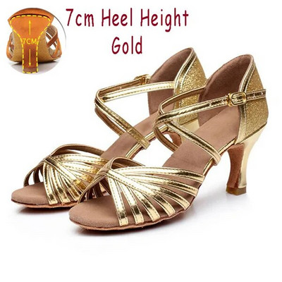 Pantofi de dans salsa profesioniști, argintii, aurii, pentru femei, pantofi de dans latino latino, pantofi populari de salsa sexy, toc 5cm/7cm