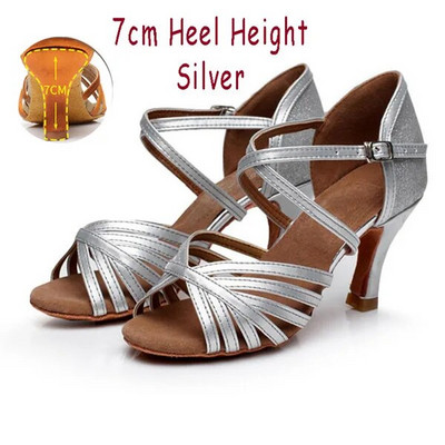 Pantofi de dans salsa profesioniști, argintii, aurii, pentru femei, pantofi de dans latino latino, pantofi populari de salsa sexy, toc 5cm/7cm